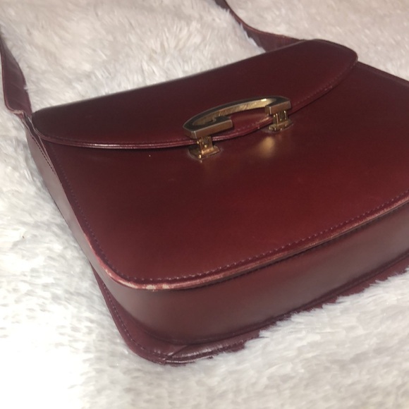 Vintage Gucci Leather Burgundy Maroon Shoulder Bag with Coin Purse - Picture 5 of 16